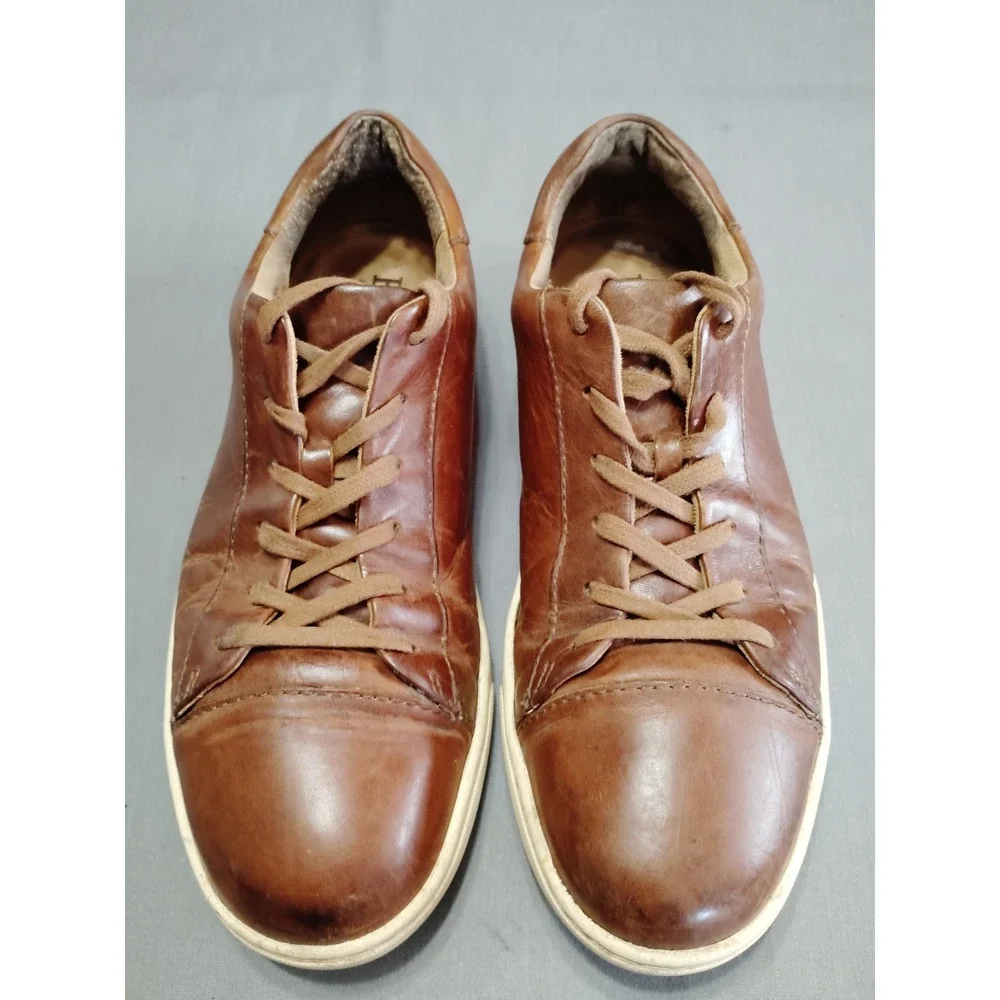 Born Cognac Leather Handcraft Distressed Lace Up Low Top Comfy Sneaker Men 10.5*